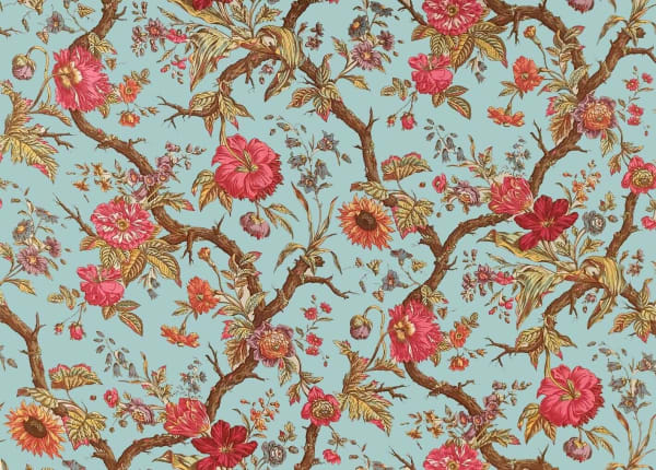 Toile Arbre Fleury Ciel Multicolore