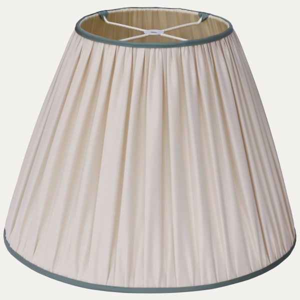 Faille Lugano Ivory Silk Handsewn Lampshade with Contrast Trim
