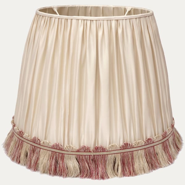 Cream Empress Taffeta Handsewn Silk Lampshade with George Spencer Fan Block Fringe