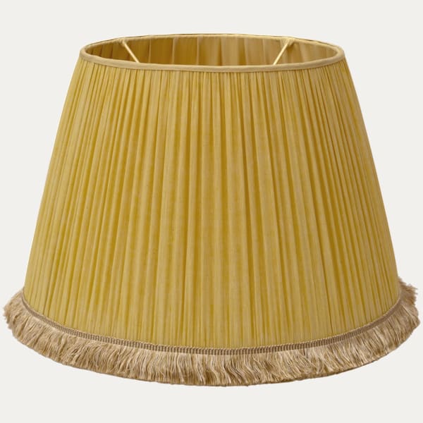 Hand-loomed Lemon Cotton Khadi Lampshade with Schumacher Silk Fringe