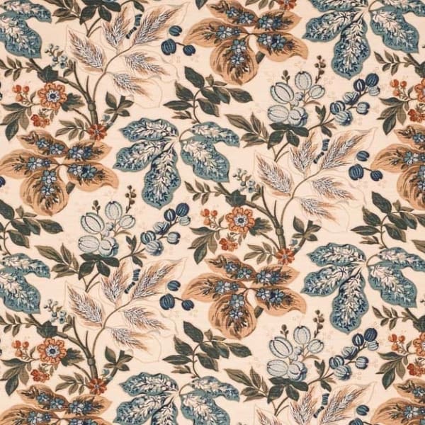 Wheat Flower Strong Green Blue Brown On Beige