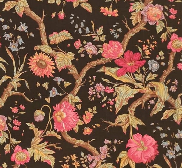 Flowering Tree Canvas Black Multicolor