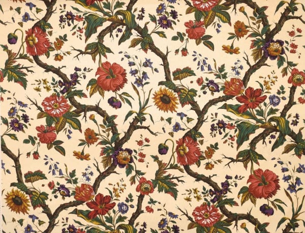 Toile Arbre Fleury Beige Multicolore