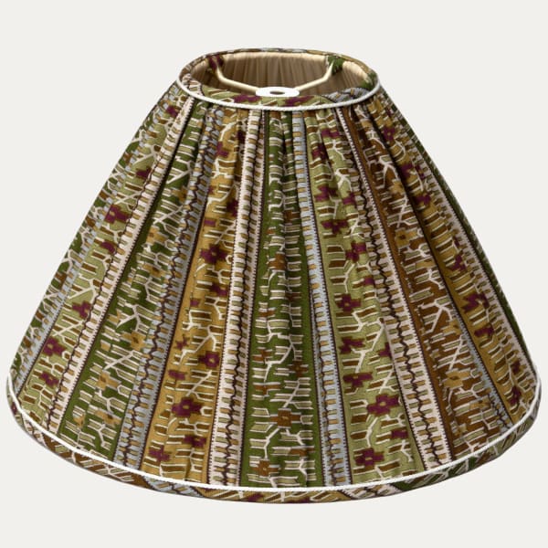 Claremont Furnishing Kilim Stripe in Green Coolie Lampshade with Inset Trim