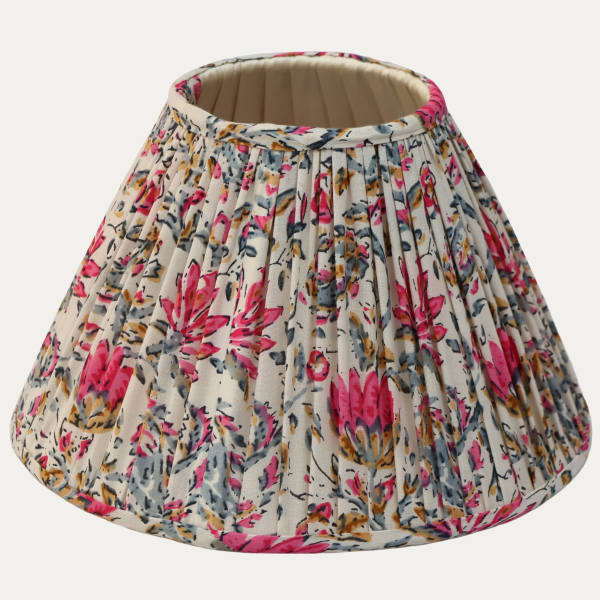 Pretty Cotton Indian Block Print Handsewn Gathered Lampshade