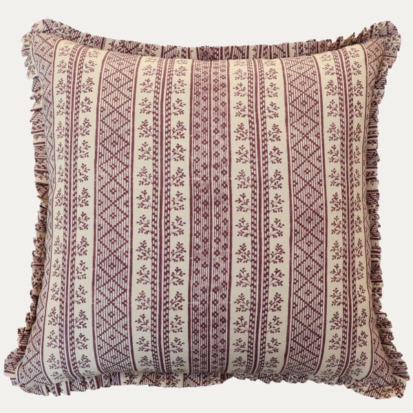 Jasper Dutch Stripe Eggplant Decorative Cushion with Ruffle Trim