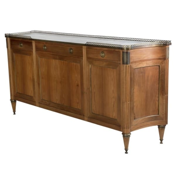 Early 20th century French sideboard with marble top and excellent brass work