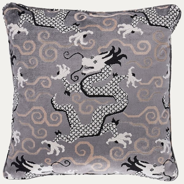 Schumacher Bixi Silver Velvet Cushion