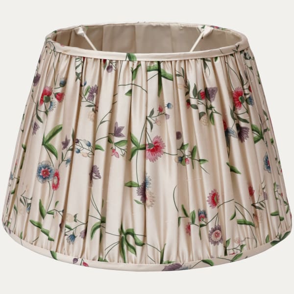 Bennison Chinese Paper Original on Oyster Silk Lampshade with Silk Lining