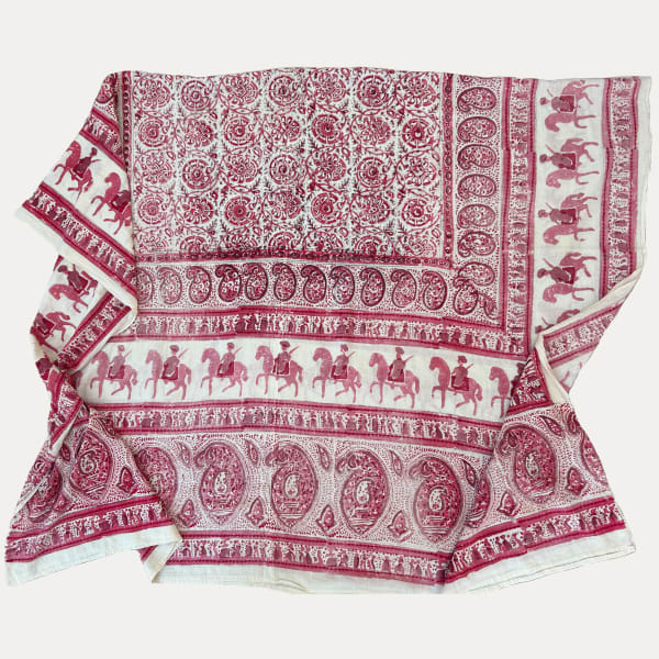 Indian Block Printed Pink Tablecloth