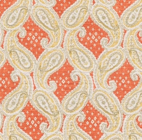 Calicut Paisley Burnt Orange Yellow On Beige