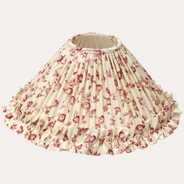 Floren, 14in/36cm Nicholas Herbert Toiles de Rosa Red Lampshade with Ruffle Skirt
