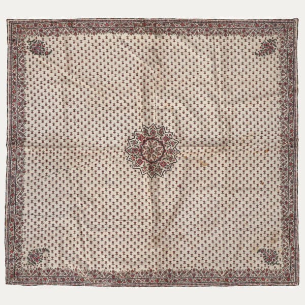 Block Printed Kalamkari with Pen Work on Cotton