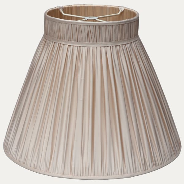 Classic Eggshell Plain Silk Lampshades with Collar Top and US Fitting