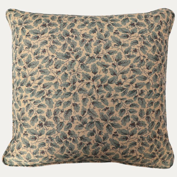 Bennison English Oakleaf Faded Blue on Beige