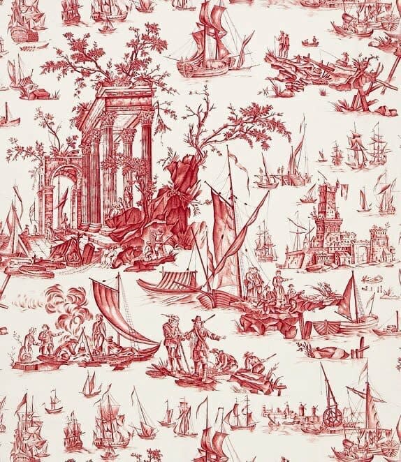 Toile Les Pêcheurs Crème Rouge