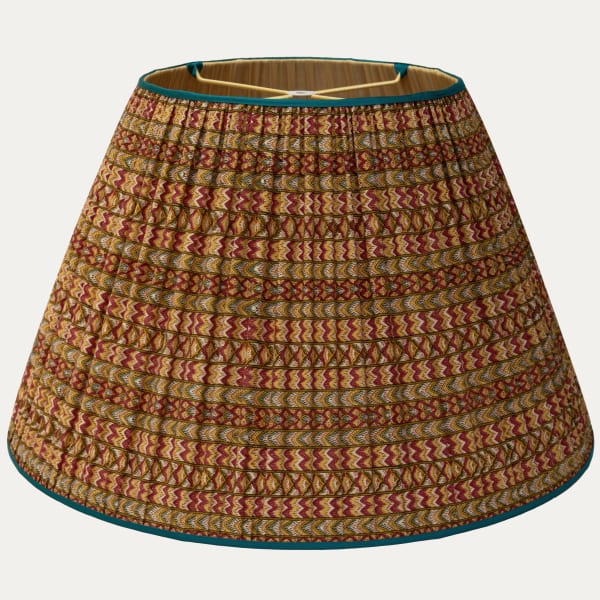 Aleta Fabrics Leila Stripe Lampshade with Contrast Peacock Silk Trim