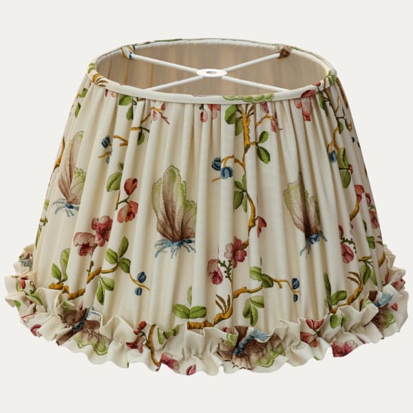 Pierre Frey Papillons Moiré Handsewn Lampshade with Ruffle Trim