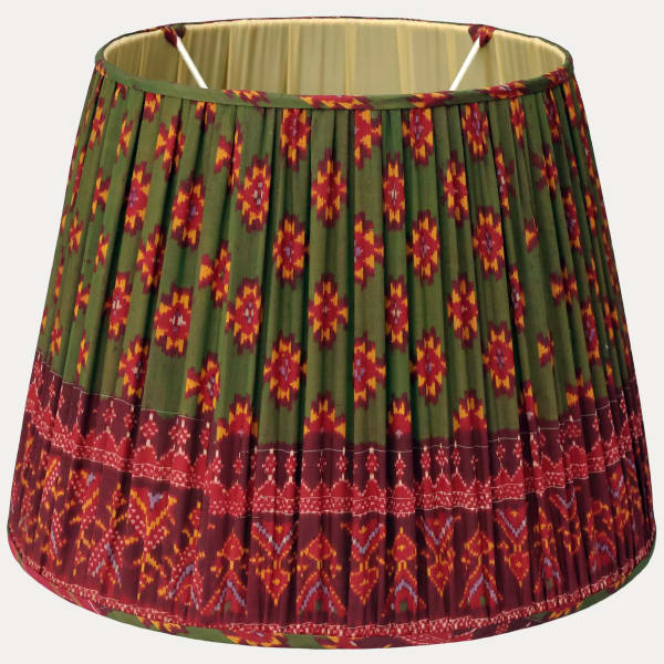 Antique Geometric Cambodian Textile Handsewn Gathered Lampshade
