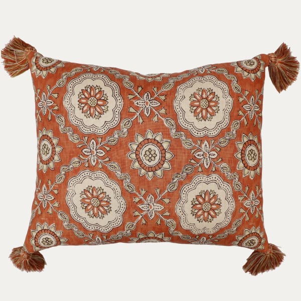Carlos Garcia Toledo Henna Linen Decorative Cushions with Bespoke Tassels