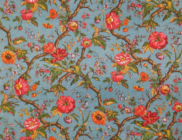 Toile Abre Fleury Bleu Multicolore