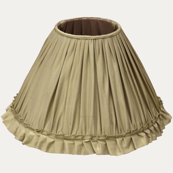Pale Green Silk Lampshades with Relaxed Pleats and Loose Frill Skirt