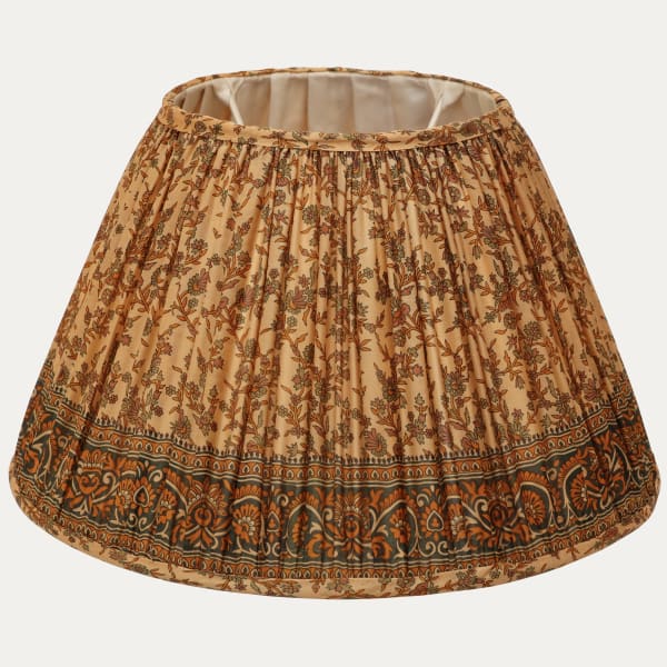 Floren, 16in/41cm A Pair of Floral Handsewn Gathered Silk Sari Lampshades