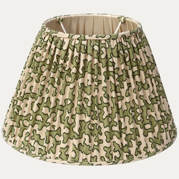 John Fowler and John Fowler Squiggle Moss Linen Lampshade with Silk Lining