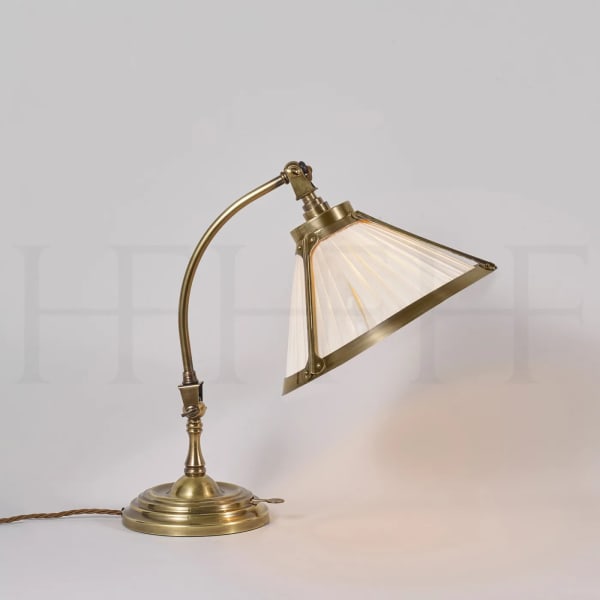 May Desk Lamp Antique Brass Porcelain Shade