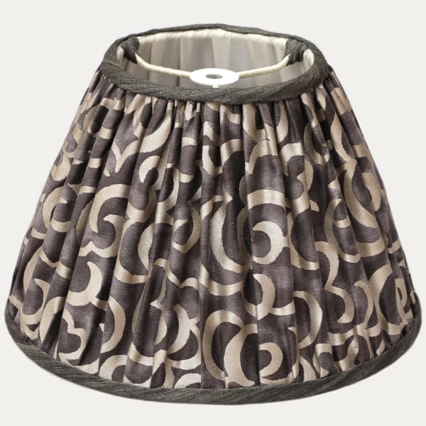 Fortuny Nuvole Black and Silvery Gold Handsewn Gathered Lampshade