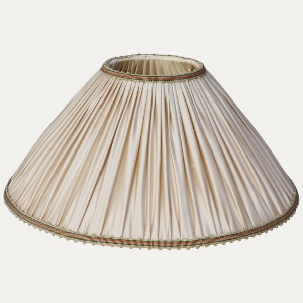 Douppion Putty Silk Handsewn Gathered Lampshade with GSD Picot Braid