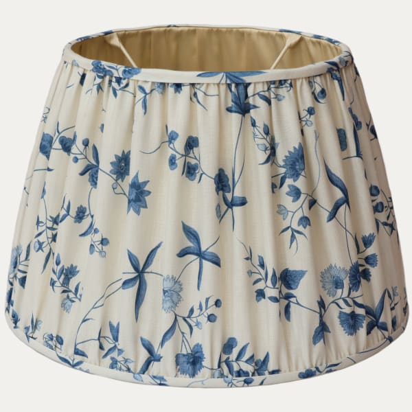 Bennison Chinese Paper Mono Blue on Fine Oyster Linen Handsewn Lampshade