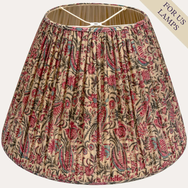 Hand Block Printed Raw Tussah Silk Palampore Lampshade