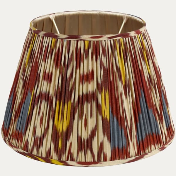 Robert Kime Termez Blue Silk/Cotton Ikat Lampshade with Silk Lining