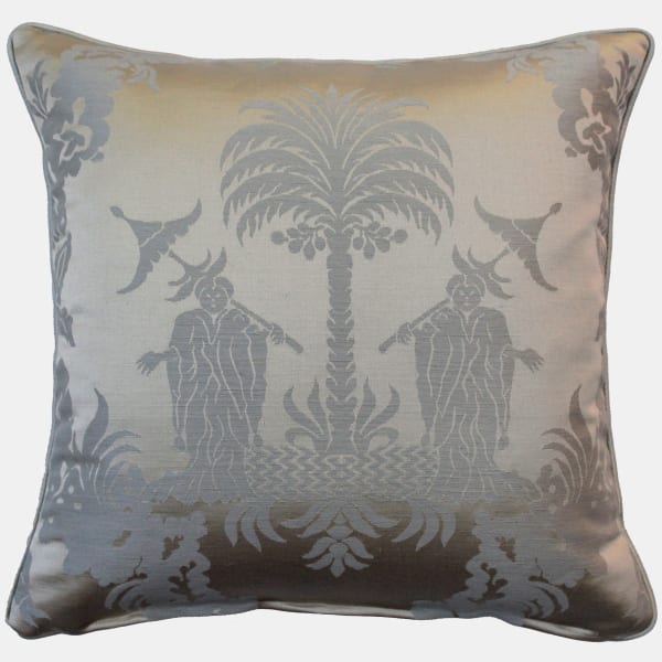Schumacher Chinoiserie Royale Platinum Decorative Cushion