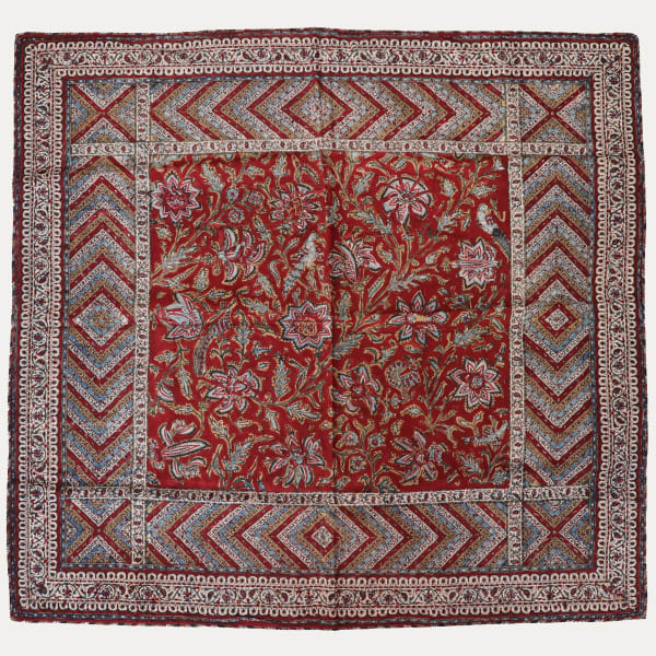 Block Printed Kalamkari with Pen Work on Cotton