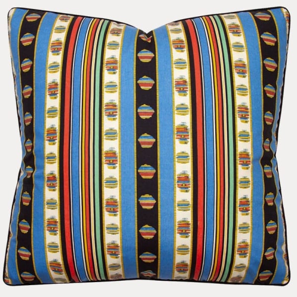 Madeleine Castaing Rayure Cachemire Percale Bleu Cushion