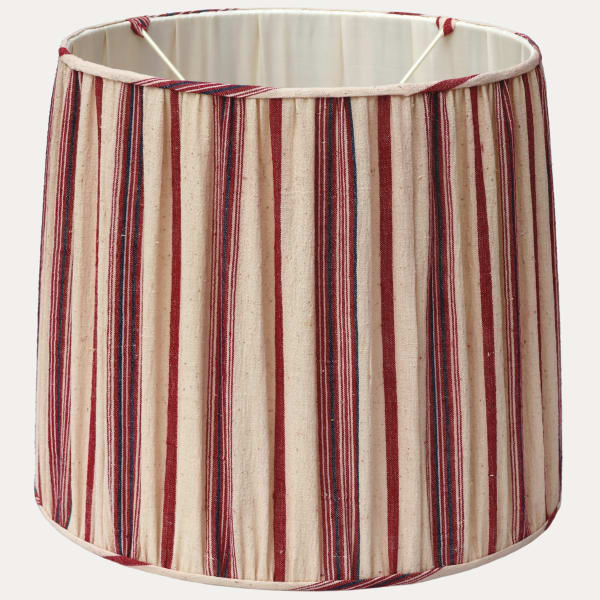 Hand-sewn Antique Anatolian Striped Linen Gathered Lampshade
