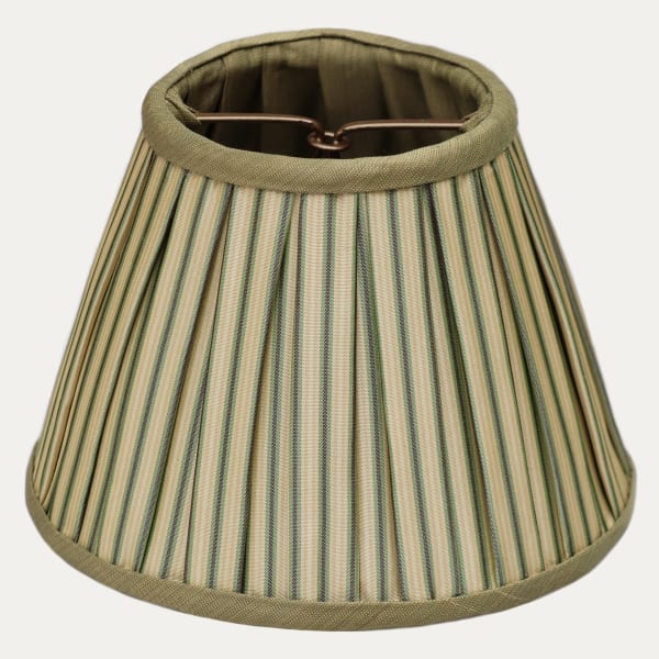 Claremont Florence Striped Silk Box Pleated Lampshades with Contrast Silk Binding