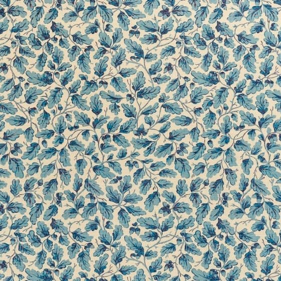 English Oakleaf Bright Blue On Beige