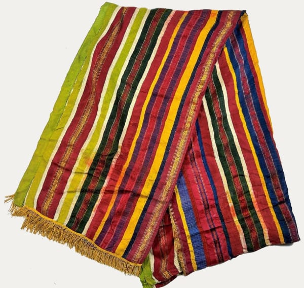 Ceremonial shawl or hanging in sewn silk strips from Djerba, Tunisia