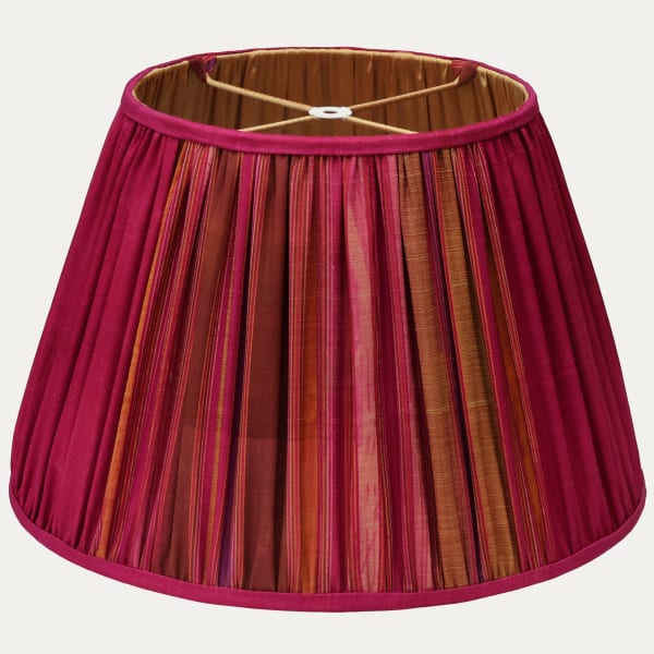 Antique Turkmen Striped Silk Hand Sewn Gathered Lampshade