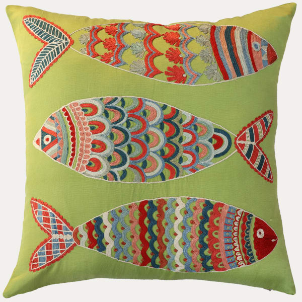 Unique Suzani Cushion with Silk Hand Embroidered Ottoman Motifs on Silk & Cotton Base Cloth