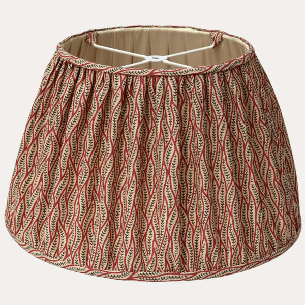 Bennison Benjelloun Pink Charcoal on Beige Handsewn Gathered Lampshade