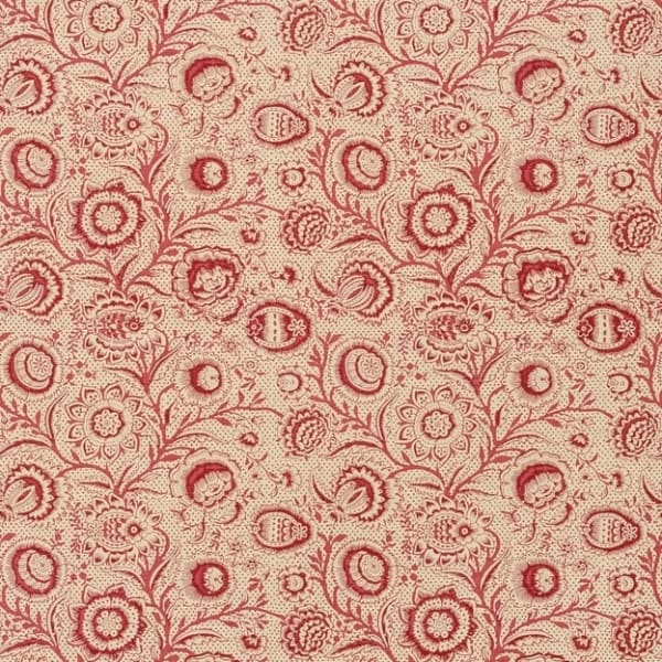 Woodcut Red On Beige