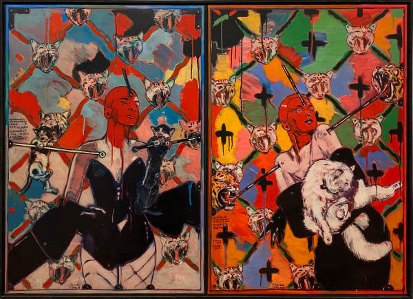 Peter Sengl, Rotköpfige mit 13 Katzenköpfig, 2000