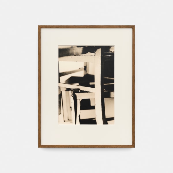 João Penalva Seven views of spaces between five chairs, 2015 Silver bromide on fibre paper, card, glass and oak frame 48 x 38 x 4 cm