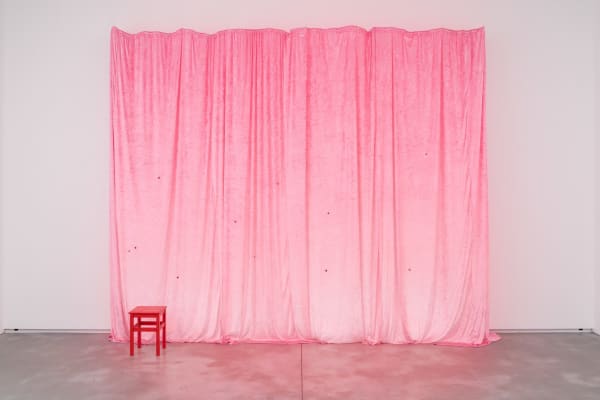 Carolina Pimenta Suck & Blow, 2019 Pink velvet, 19 images, Red LED lights 360 x 400 cm 3 images – 30 x 40 cm 9 images – 21 x 29,5 cm 8 images – 13 x 18 cm Variable dimensions