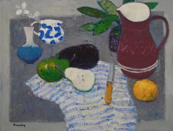 Still Life with Pears on a Striped Cloth