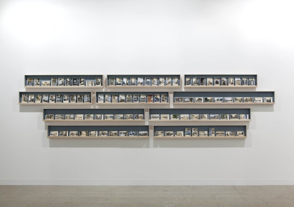 TACITA DEAN c/o Jolyon, 2012 - 2013 100 postcards of pre-war Kassel, hand-painted with gouache 10 cabinets, wood, glass 14 x 9 cm (landscape) 9 x 14 cm (portrait)